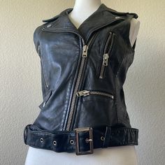 Worn Twice Tags Are Removed So I'm Not Sure What Designer It Is. Fits Like S Will Fit Xs Too Leather Vest, High & Low, High Low, Genuine Leather, Beaded Necklace, Jackets & Coats, Jackets For Women, Fashion Outfits, Tags