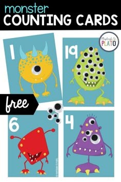 monster counting cards for kids to practice counting