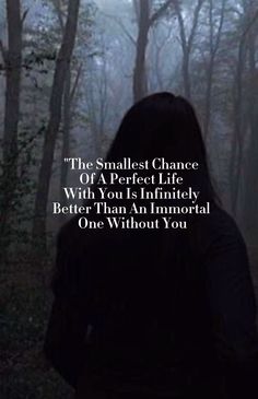 the smallest chance of a perfect life with you is immediately better than an immotal one without you