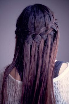 Irregular waterfall braid Braid Waterfall, Style Hairstyle, Dark Style, Unique Hair, Hair Color Purple, Easy Braids, Hairstyles Long, Crazy Hair, Love Hair