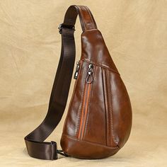 Product information: Style: European and American retro Material: Leather Opening method: zipper Pattern: plain Color: 9050-brown, 9050-coffee, black Size Information: Packing list： Men's shoulder bag*1 Leather Sling Bag Men, Sling Bag Men, Chest Pack, Man Purse, Leather Sling Bag, Leather Man, Lightweight Bag, Outdoor Men, Mary Jane Heels