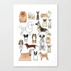 an art print with many different dogs on it