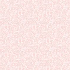 a light pink wallpaper with white flowers and trees