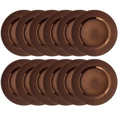 a set of six brown plates on top of each other