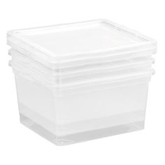 plastic storage containers with lids and dividers, set of 5 - clear / white