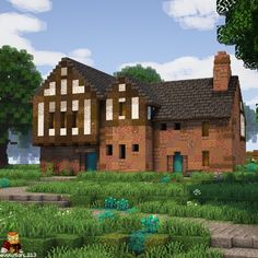 Minecraft Rustic House, Minecraft Library Exterior, Minecraft Rustic, Library Exterior, Minecraft Library, Cottagecore Minecraft, Portal Design