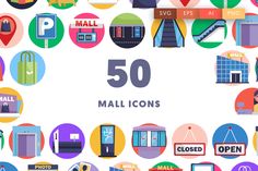 50 Mall Icons, Icons, Objects ft. shopping & store - Envato