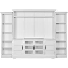 a white bookcase with two doors and three shelves