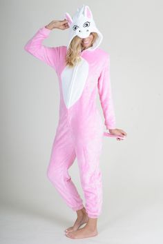 Plush Pink Unicorn Animal Onesie Pajama Costume – ICONOFLASH Pajama Costume, Cute Onesies, Animal Onesie, Wednesdays We Wear Pink, Embroidered Face, Onesie Pajamas, Mythical Creature, Theme Parties, One Piece Pajamas