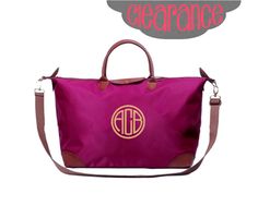 Clearance Personalized New Berry Longchamp Inspired XL Travel Bag | MonogrammedMemories - Bags & Purses on ArtFire Beach Items, Longchamp Travel, Carry On Luggage, Travel Tote, Longchamp Le Pliage, Crafts Supplies, Sell Handmade, Bags Purses, Bags Shoes