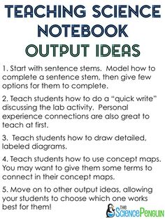 a poster with instructions for teaching science notebooks