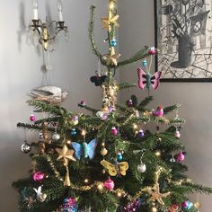 a decorated christmas tree in a living room