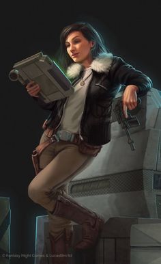 (empire or New Order) The name is Leo. I am a 28 year old smuggler from the planet Corellia. If you need anything, I can get it for ya. If you need to get to the outer rim, I'm your woman. All for the right price, that is.  On one condition though.....I don't like getting mixed up with the Jedi folk or their Sith buddies.....so if that is the case.....no deal. I want to stay as far away from that feud as possible!! Space Opera, Love Stars, Star Wars Characters, Star Wars Universe, Star Wars Art