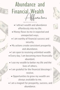 an abundance and financial wealth affirmation poem