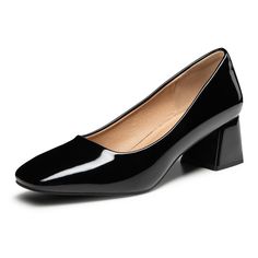 PRICES MAY VARY. Trendy & Vintage Chunky Heels: Compared with other black heels for women, these square-toe heels are more avant-garde and unique in design. The closed toe enhances the line feeling of the foot, and the upper is made of patent leather material, which greatly improves the fashion of your modeling Comfortable & Cute Dress Shoes: these womens black heel pumps adopt TPR outsole for better traction. The 2.3-inch low chunky block heel design improves the proportion of the body and give Black Padded Heel Block Heels For Fall, Black Block Heels With Padded Heel For Fall, Black Patent Leather Block Heels For Work, Trendy Square Toe Block Heels For Formal Occasions, Fitted Square Toe Block Heels For Formal Occasions, Elegant Square Toe Block Heels For Party, Trendy Black Block Heels For Workwear, Trendy Black Block Heels For Work, Chic Block Heels For Fall Party