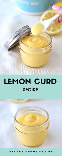 lemon curd recipe in small glass jars with spoon