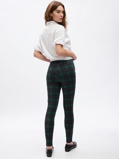 Stretch weave. Elasticized waist. Assorted allover plaid. #773558 Ponte Leggings, Petite Size, Pants For Women, Plaid, Leggings, Pants, Trousers