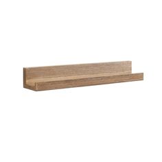 a wooden shelf on a white background