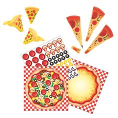 a pizza party game with pieces cut out and ready to be played