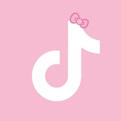 a pink and white logo with a bow on it's head in front of a pink background