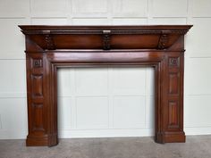 A traditional design Victorian/ early Edwardian deep mahogany, highly detailed fire surround Circa 1901. Edwardian Living Room, Grand Fireplace, Grand Room, Victorian Fireplace