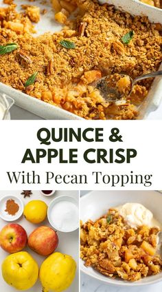 quince and apple crisp with pecan topping