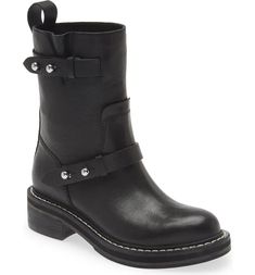 rag & bone Moto Boot (Women) | Nordstromrack Girls Fall Boots, Under The Knee Boots, Winter Shoe Trends, Quilted Shoes, Leather Motorcycle Boots, Fall Winter Shoes, Leather Biker Boots, Engineer Boots, Bone Shoes