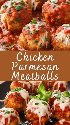 chicken parmesan meatballs with sauce and cheese