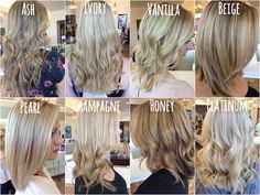 Variations of blonde hair color done right Champagne Blond, Hair Doos, Beige Blond, 2018 Hair, Going Blonde, Dye Colors, Ombré Hair, Bright Hair, Color Techniques