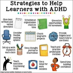 25+ strategies for kids and teens with ADHD! Help students find success in the classroom with organization, study strategies, extra movement, building confidence, strategies for attention, setting up a work station, and more. Activities and materials to use to help children and young adults be more independent. #adhd #pathway2success Uppfostra Barn, Oppgaver For Barn, Study Strategies, Executive Functioning Skills, Education Positive, Building Confidence, Executive Functioning, School Psychology