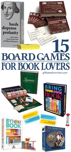 the book covers for 15 board games for books lovers