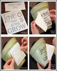 the instructions for how to make a mother's day card in a canister