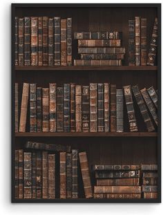 a book shelf filled with lots of books on top of wooden shelves next to each other