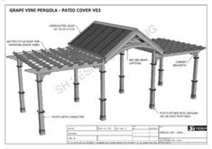 the diagram shows how to build an outdoor pergola cover for your patio or deck