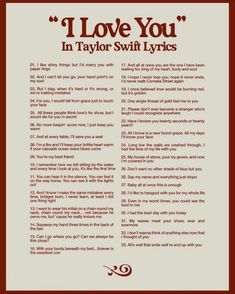 i love you in taylor swift lyros song poster with the words'i love you