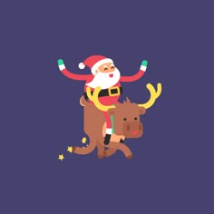 santa riding on the back of a reindeer