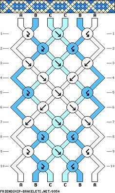 the pattern is shown in blue and white, with numbers on each side to indicate which letter