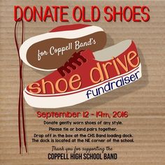 an advertisement for the shoe drive fundraiser