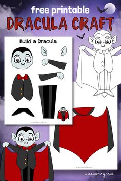 build a Dracula craft Dracula Craft, Halloween Handout, Vampire Kids, Halloween Craft Activities, Bricolage Halloween, Halloween Printables Free, Fun Halloween Crafts, Easy Halloween Crafts, Halloween Activities For Kids