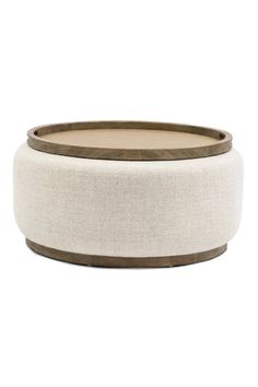 White Tweed Coffee Table | Rivièra Maison Babylon | Woodfurniture.com Fabric Coffee Table, Ottoman With Tray, Upholstered Coffee Table, Blue Pine, Drum Coffee Table, Dutch Furniture, 1 Hotel, Ottoman Coffee, Wine Rack Wall