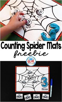 a spider math game with the title counting spider mats freebie and printable numbers