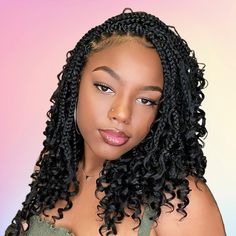 knotless braids with bohemian curls Box Braids Crochet, Goddess Box Braids, Twisted Hair, Crochet Box Braids, Crochet Hair Extensions, Goddess Braids Hairstyles, Box Braids Hairstyles For Black Women, Stil Boho, Short Braids