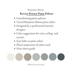 the color scheme for revere pewter paint palette