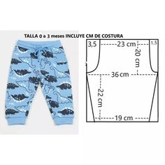 the measurements for a baby's pants and leggings are shown in blue