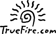 the logo for truefire com is shown in black and white, with sun above it