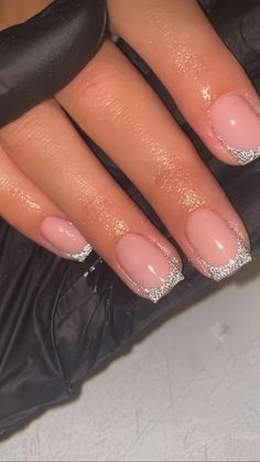 Sparkly French Tip Nails, 2023 Nails Ideas, Nails Ideas 2023, Sparkly Nail Designs, Glitter French Nails, Pink Tip Nails, Nail Designs Ideas, 2023 Nails, Glamour Nails