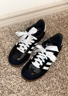 sambas | ribbons | coquette | aesthetic | that girl | sneakers | shoes | trendy | ribbon laces Shoes With Ribbon Laces, Sneakers With Ribbon Laces, Samba Ribbon Laces, Ribbon Lace Shoes, Ribbon Laces Sneakers, Sambas With Ribbon, Converse With Ribbon Laces, Sambas With Ribbon Laces, Coquette Sneakers