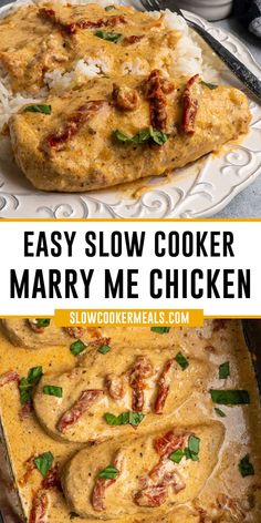 Close up of marry me chicken in a slow cooker with fresh basil on top. Sundried Tomato Sauce, Marry Me Chicken Recipe, Slow Cooker Dinner Recipes, Marry Me Chicken, Easy Crockpot Dinners, Sausage Potatoes, Sundried Tomato, Slow Cooker Dinner, Crockpot Dishes