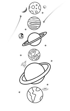 the solar system coloring page with planets and stars on it, as well as an image of