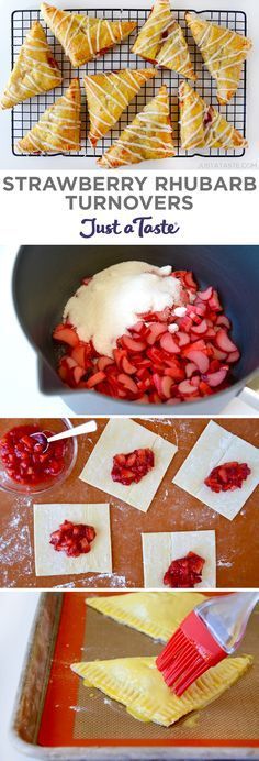 strawberry rhubarb turnoverers are being made with just a few ingredients